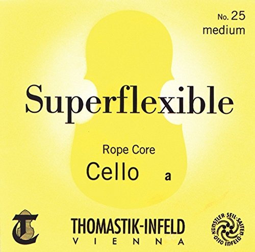 Thomastik 641427 Saiten für Cello Superflexible Seilkern, Satz 4/4 weich Chrom