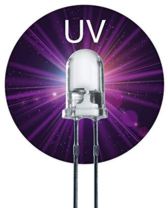 Lumetheus LED 5mm Farbe UV ultraviolett 20 Stück Schwarzlicht Leuchtdioden ca. 3V Diode 2 Pin LEDs Gehäuse klar
