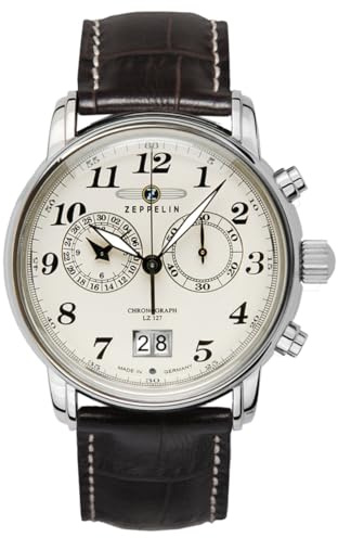 Zeppelin Herrenuhr LZ 127 GRAF Quarz Chronograph Big Date mit Lederarmband 7684-5