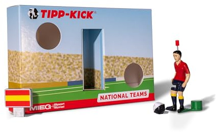 TIPP-KICK Spiel Spanien Box Tischfußball-Set | Spannendes Fußballspiel mit Spielfigur, Soundchip mit spanischer Hymne & Torwandbox, für spannende Matches, Fangeschenk