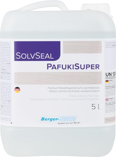 Berger Seidle SolvSeal Pafuki Super Holzkitt-Binder – lösemittelhaltig & schnelltrocknend, farblos zur Spachtelmasse für Parkett/Holzboden, Fugen & Risse bis 2 mm (5 Liter)