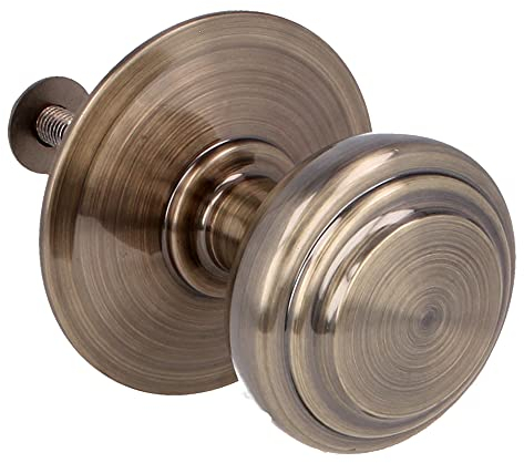 Amig - Pomo Mod. 15 de Latón Macizo Tallado con Acabado Cuero para Puertas Exteriores de Entrada - Diámetro Tirador Ø70 mm · Altura 77 mm - Incluye Tornillo y Tuerca de Fijación