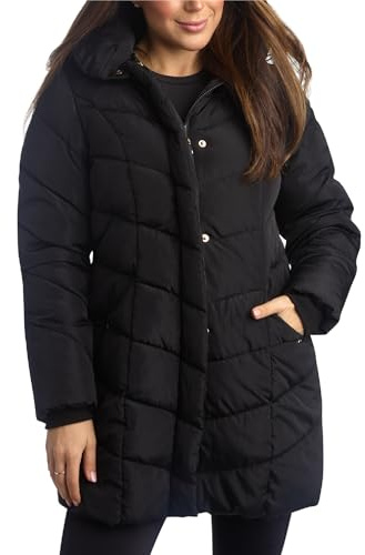 Steve Madden Women's Long Heavy Weight Puffer Jacket, Black, Large