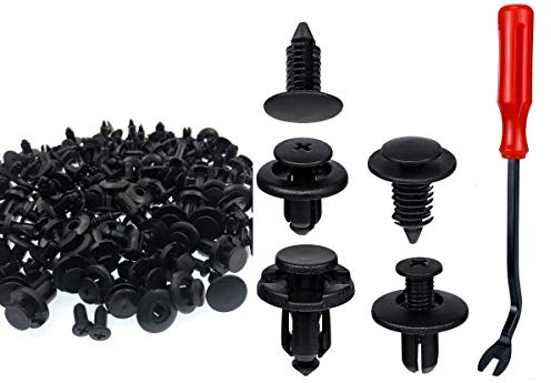 JZK 120 x Befestigung Clips Auto Set Kunststoffnieten mit Demontage Werkzeuge für Autos und Motorräder (7 mm 8 mm 9 mm 10 mm)