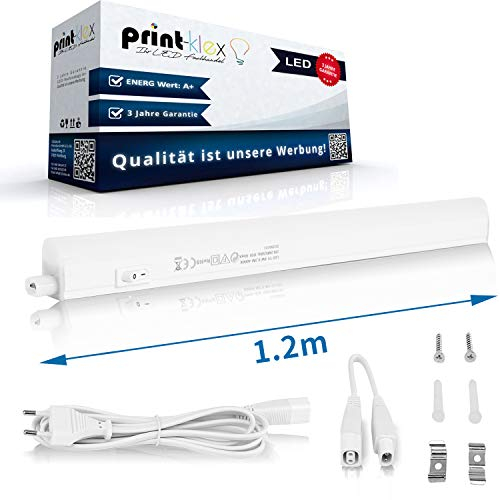 Print-Klex GmbH & Co.KG LED Unterbauleuchte 120cm 1400 LM Lichtleiste 14W 3000K-Warmweiß 230V Küchen Schrank Leuchte