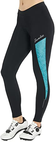 Santic Pantalon Cycliste Femme Rembourré - Velo Longues avec Coussin pour Femme - Parni
