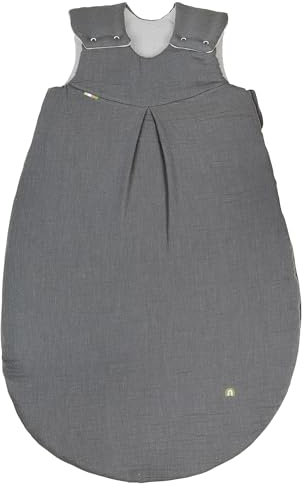 Odenwälder Musselin-Schlafsack Schlafsack Baby-Schlafsack Kinderschlafsack wattiert (Grey, 90 cm)