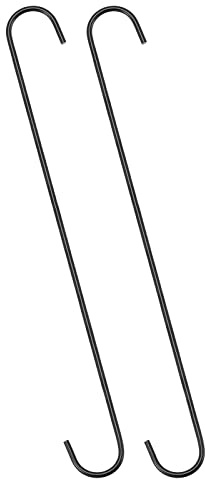sourcing map 2 Stück S Haken Groß 16 Zoll/400mm Haken zum Einhängen, geeignet für Innen und Außenbereich Küche, Wohnzimmer, Bad, Garten, Garderobe Schwarz