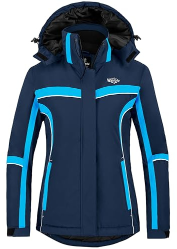 Wantdo Chaqueta de Esquí Impermeable Cálida Mujer Parka Azul Oscuro XL