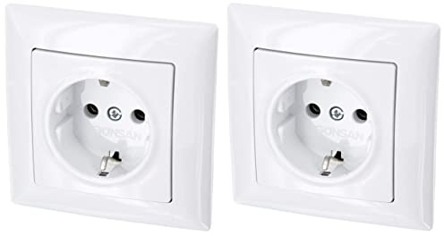 2er Pack, Unterputz Steckdose, Steckklemme, All-in-One, Serie G1 reinweiß