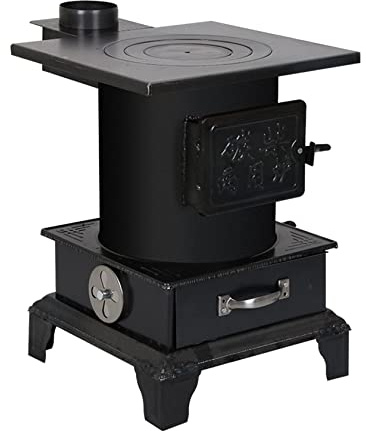 Multifunktionaler Gusseiserner Holzofen, Energiesparender Rauchfreier Holzofen Zum Heizen/Kochen, Kann An Ein Feuerbett Angeschlossen Werden, Geeignet Für Jeden Brennstoff,S