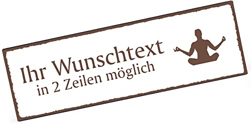 Türschild Yoga Lotossitz Namensschild personalisiert mit Gravur- 150mm x 50mm - selbstklebend