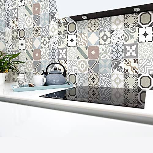 Sticker Mural Carrelage adhésif Cuisine Salle de Bain - 30 Stickers Carreaux DE Ciment Authentiques ARIATINO - 30stickers20x20cm | Crédence adhésive, résistant à l'eau, ciment, carreaux adhésif cuisine, adhésif mural, crédence adhésive salle de bain