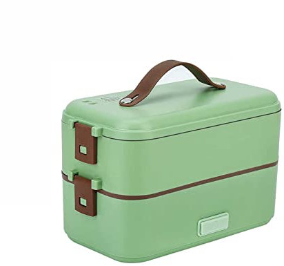Chauffante Électrique Double Boîte Alimentaires, Gamelle Chauffante Électrique Rapide 3 Étages, Chauffante Électrique Lunch Box, Convient pour Le Bureau, l'école et Les Voyages (Vert)