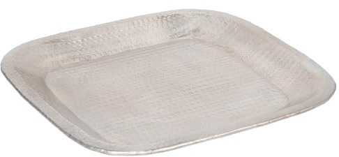 Orientalische Deko Serviertablett Hosna aus Aluminium in Silber 29 cm