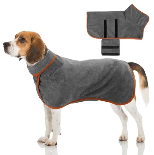 Jostift Peignoir pour chien extra absorbant, séchage rapide, serviette pour chien avec bretelles réglables pour petits, moyens et petits chiens (gris)