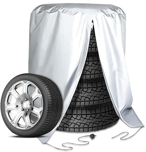 Copertura per Pneumatici, Borsa Pneumatici Auto, Impermeabile Copri Gomme (84cm*120cm, Argento) per 4 Pneumatici (18/19/20/21/22 Pollici)
