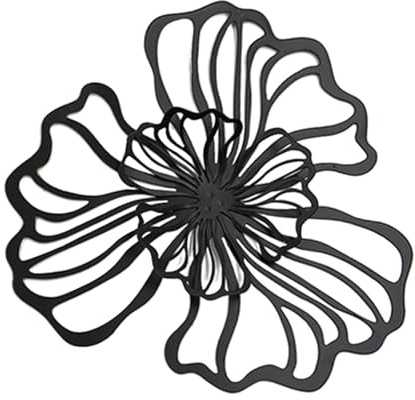 JISADER Eisenblumen-Wanddekoration, Wandornament, Metallblumen-Wanddekoration, florales Wandbehang-Dekor für Badezimmer, schwarz groß