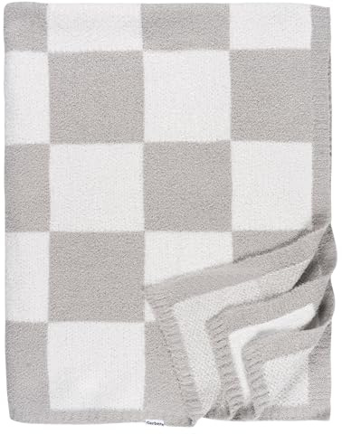 Gerber Unisex Baby Cozy Soft Silky Mink Checkerboard Grid Blanket, Tan Check, One Size