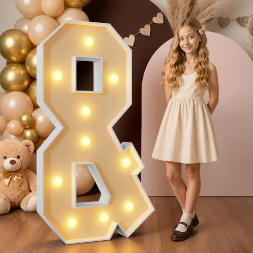 120cm Giallo Lettere Luminose,Decorazioni Compleanno Lettere Luminosi Giganti Compleanno,Lettere Grandi con LED,Decorazioni Festa Nozze Anniversario,Addobbi Compleanno,Lettera Luminosa,Lettera &