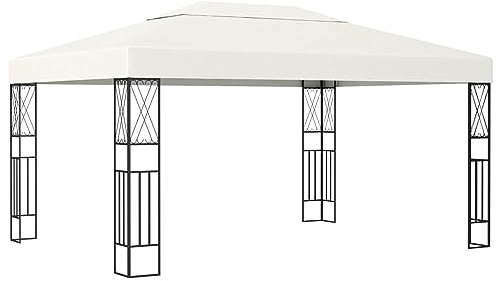 ARKEM Pavillon 3×4 m Creme Stoff Grill Pavillon Wasserdicht Stabil Winterfest TerrassenüBerdachung