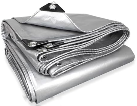 Schutzplane Abdeckfolie Poolplane Holzplane Gewebeplane mit Ösen LKW Plane Regenplane Gartenplane Allzweckplane, 0.25mm für Enmöbel Holz Pool, Anpassbar blais (Color : Silver, Size : 4x7m)