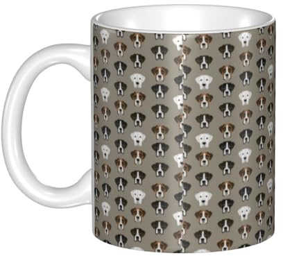YSOLDA Taza, Taza De Cerámica, Taza De Café, Taza De Té, Adecuada Para Cocina, Restaurante, Oficina, 330 Ml,Perro Boxer Perros Boxer Cabezas De Boxer Marrón