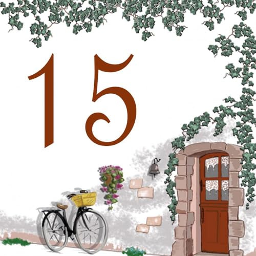 Azul'Decor35: Targa personalizzata per porta con numero civico selezionabile, in ceramica, 10,8 x 10,8 cm