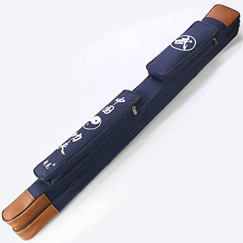 Jausflora Schwerttasche Schwert-Aufbewahrungstasche, Taichi-Schwert-Tragetasche, PU-Leder, Doppel-Schwerttasche, Kampfsport-Waffen-Umhängetasche, geeignet für Tai Chi, Folie, Säbel-Blue||Double Layer