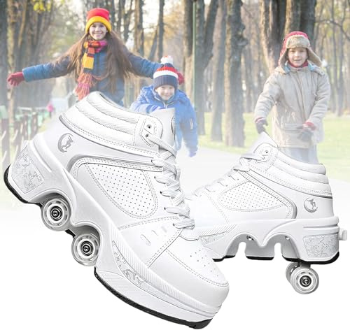Schuhe mit Rollen fuir Madchen,Rollschuhe Kinder,Roller Skate Shoes Jungen,Roller Schuhe Damen,Verstecktes Rad Schuhe mit Roller als Weihnachts- und Geburtstagsgeschenke