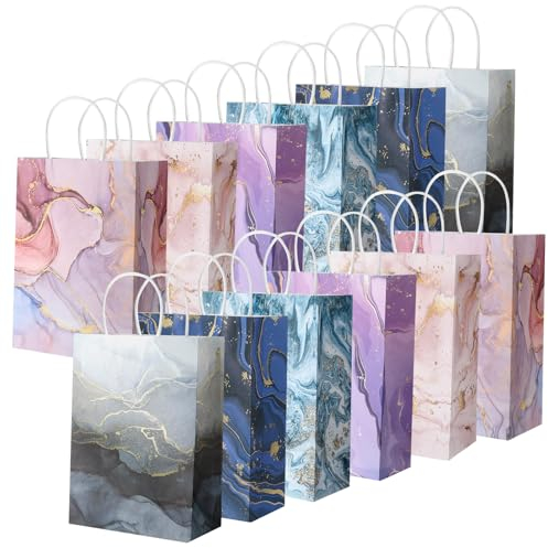 12 Stück Geschenktaschen Kleine Geschenktüten Papiertüten Mit Henkel Geburtstagstüten Kraftpapiertüten Für Hochzeit, Geburtstag, Partyzubehör Und Weihnachten