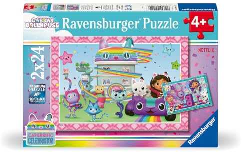 Ravensburger Puzzle Gabby's Dollhouse Bereit zu feiern! - 2x24 Teile | 2x24 Teile Gabby's Dollhouse Puzzle, Kinderpuzzle ab 4 Jahre, Ravensburger Qualität