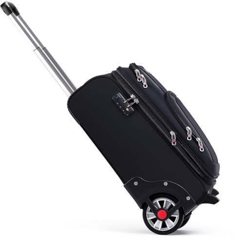 ROPLUS Laduga Softside Expandable Luggage with Large Steel Wheels Carry-On Luggage Suicase (Black, 21-Inch)