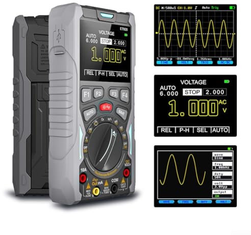 Hand-Oszilloskop-Multimeter, 3-in-1-Digital-Oszilloskop, Signalgenerator, 12 MHz Bandbreite mit Multimeter, 320 x 240 Farbbildschirm
