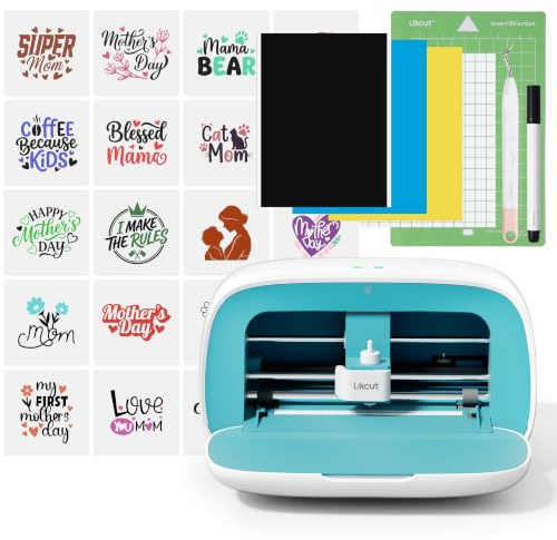 Likcut skärmaskin bärbar, miniplotter, gör-det-själv plottermaskin för personliga kort, dekorationer och etiketter, kreativ blå