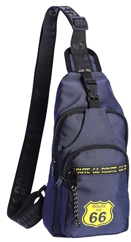 ROUTE 66 - Bandoleras hombre - Bolso bandolera hombre - Bolsos hombre - Mochila bandolera hombre - Bolso pecho hombre - Bolso cruzado hombre - Bolso hombre bandolera (Azul)