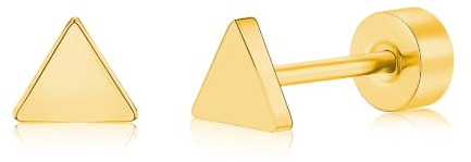 FACOKO Damenohrringe Hypoallergene Titanohrringe 5 mm Blitz/Kreuz/Hohlkreis Schlichte Ohrringe für Damen und Herren Gold/Silber/Schwarz