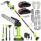 Cordless Pole Saw 5.91Ft, 6 Inch High Pole Pruning Saw & Handheld Chainsaw 2 in 1, 2 * 2000 mAh Battery Chain 4 Replaceable Chains Tree Pruning Pole for Garden Yard Tree Pruning Orange