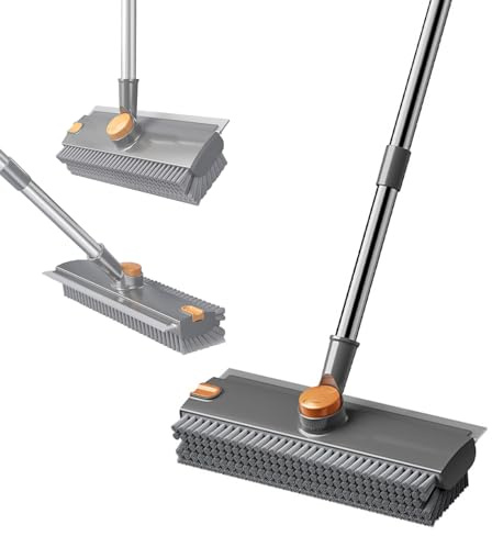 Spazzola per Balcone con Tergipavimento Ad Acqua,2 in 1 Spazzolone per Pavimenti con Manico Lungo Regolabile da 138cm,con Setole Rigide,per la Pulizia di Piastrelle,Terrazze,Bagni,Piscine,Patio,Garage
