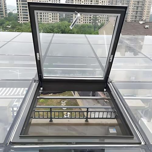 Kaverno Ventanas De Techo para Casa con Película Solar Y Guantes, Ventilación Manual Multiángulo, Claraboya para Techo Inclinado O Plano, Personalizable para Sótanos(LxW 50x50cm/19.7x19.7in)