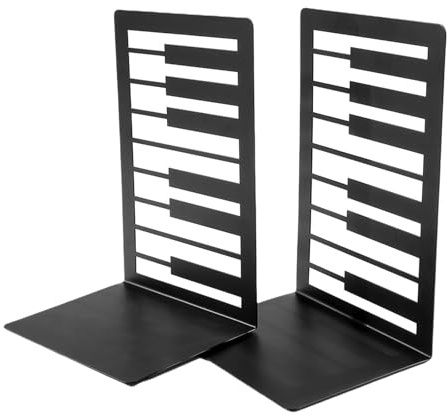 1 paire de serre-livres décoratifs en métal pour étagères, notes de musique, serre-livres antidérapants pour l'école, le bureau, la bibliothèque, serre-livres en métal noir