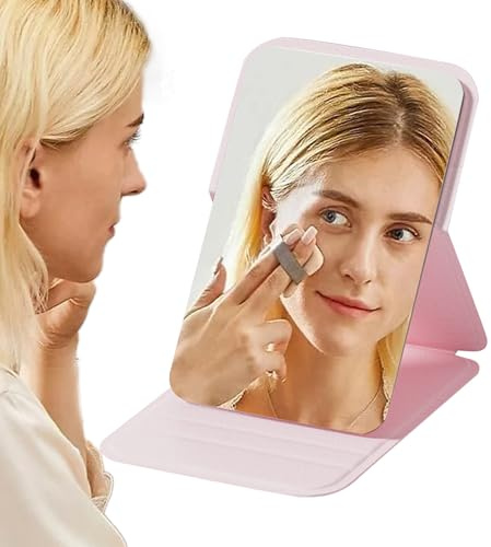 Miroir De Voyage Pliable - High Resolution Sans Cadres Pliable Make -Up Mirror | Miroir Cosmétique Multifonctionnel Portable Avec Une Couverture En Cuir PU Doux | Accessoires Pratiques Pour Les Chambr