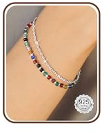 Adramata Pulsera de Plata de Ley 925 con Cierre para Mujer Pulseras de Piedra Natural Pulseras de Cuentas Ajustables Chapadas en Oro Pulseras Boho de Cristal Regalo para Mujer