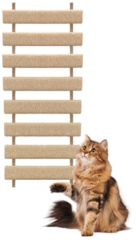 20in Multi-Functional Cat Ladder & Bridge - DIY Cat Climbing Frame with Sisal Rope for Indoor/Outdoor Cats, Parrots, and Small Pets (Wood, 20in)