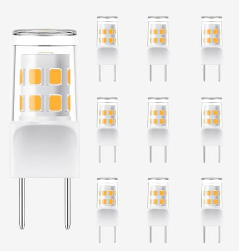 Fglyniy G8 LED Bulbs 10-Pack, 2W Warm White T4 Replacement for 20W Halogen, 2700K 120V Bi-Pin Base, Ideal for Under Cabinet Puck Lights & Recessed Fixtures