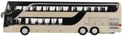 Pssopp Giocattolo Modello di Autobus a Due Piani in Lega, Auto Elettriche da Tirare Indietro 1:50 con Luci e Musica per Bambini e Neonati (GOLD)