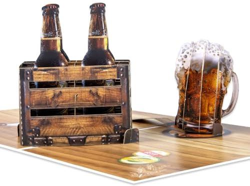 Feiern Sie den Vatertag mit einem Bierflaschen-Becher, Pop-Up-Grußkarte für Vater oder Freund, Ruhestandskarten für Männer, Bier-Popp-Up-Karte