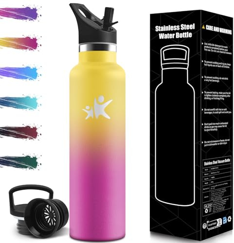 Mulbijeo Botella Agua Acero Inoxidable, 1000 ML Reutilizable Sin BPA, Botella Agua Termica, Botella Agua, Aislamiento Al Vacío de Doble Pared, Termos, Cantimplora para Adultos, Deporte