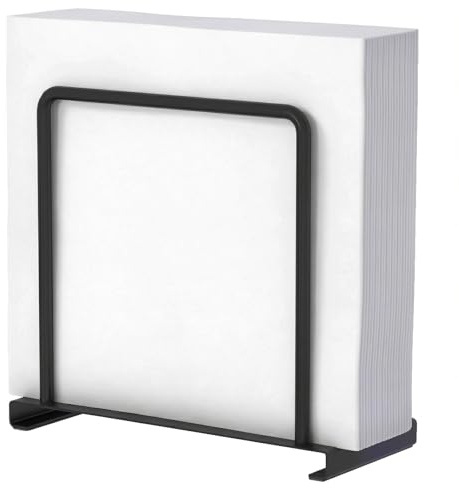 wilcractk Servilletero de metal negro – Moderno soporte de mesa y cocina de acero al carbono y aluminio, compacto para el hogar, restaurante y oficina, práctico almacenamiento de servilletas