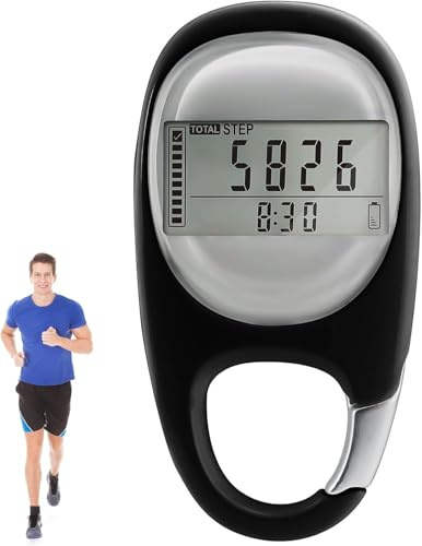 Contapassi 3D contapassi con clip orologio anziani, contapassi senza app e telefono cellulare per camminare, corsa, sport, per bambini, uomo e donna